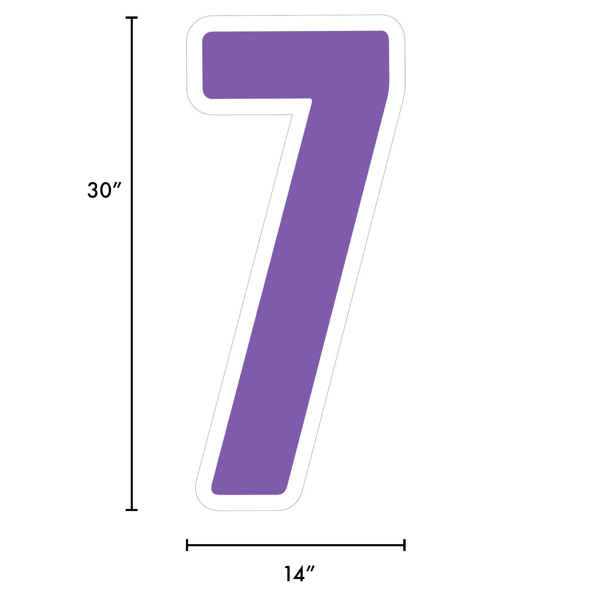 Purple Number (7) Corrugated Plastic Yard Sign, 30in